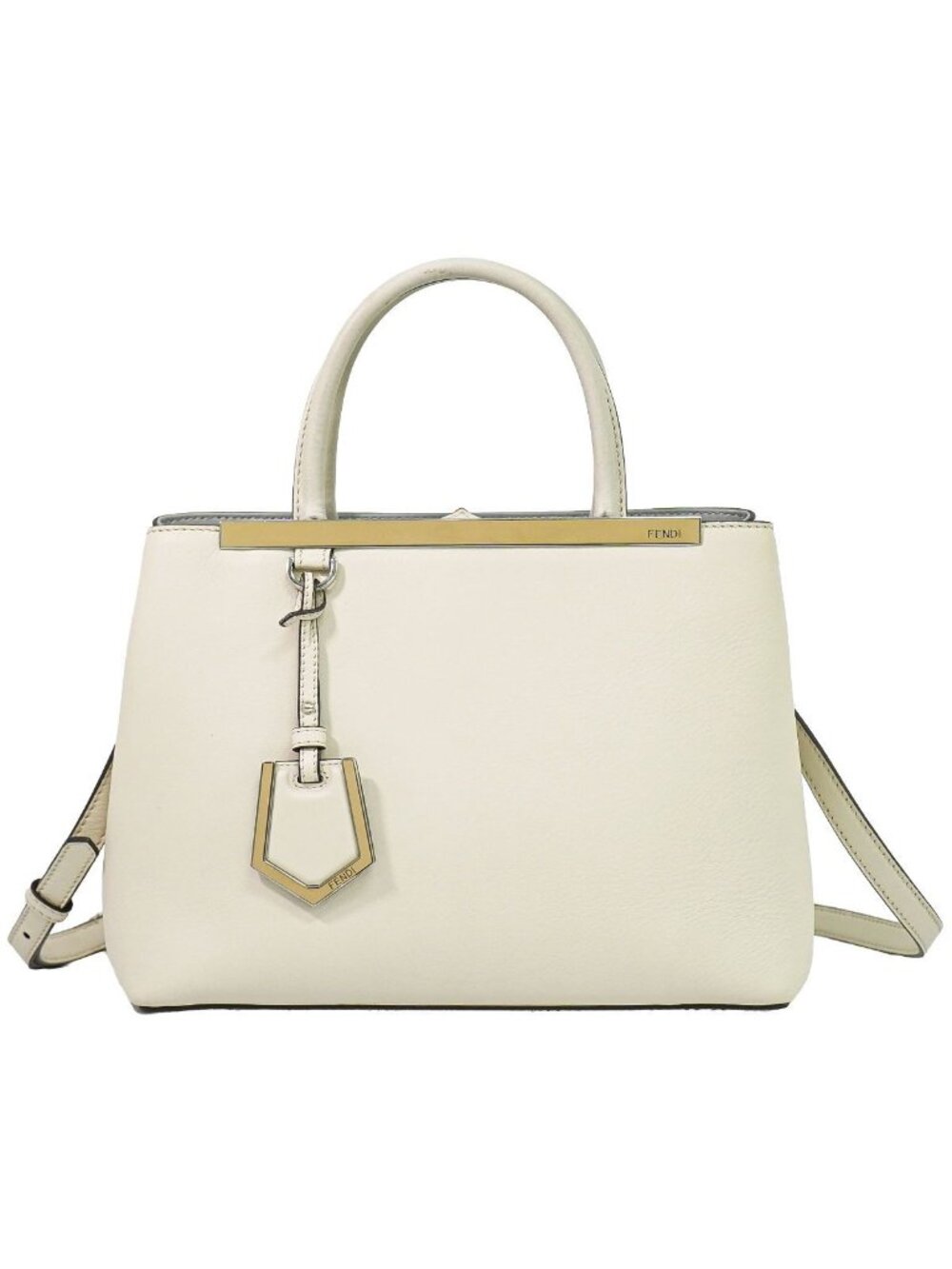 Fendi Petit Toujours 2-Way Shoulder Bag Pochette Leather Ivory